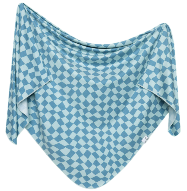 Copper Pearl Swaddle Blanket- Blue Check