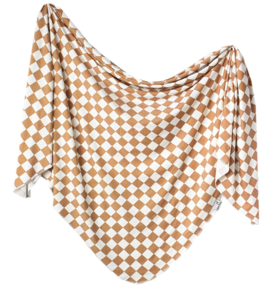 Copper Pearl Swaddle Blanket-Tan Check sold out