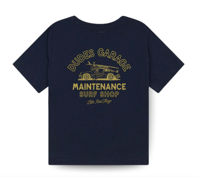 Little Rad Things Dudes Garage Surf T-shirt- navy