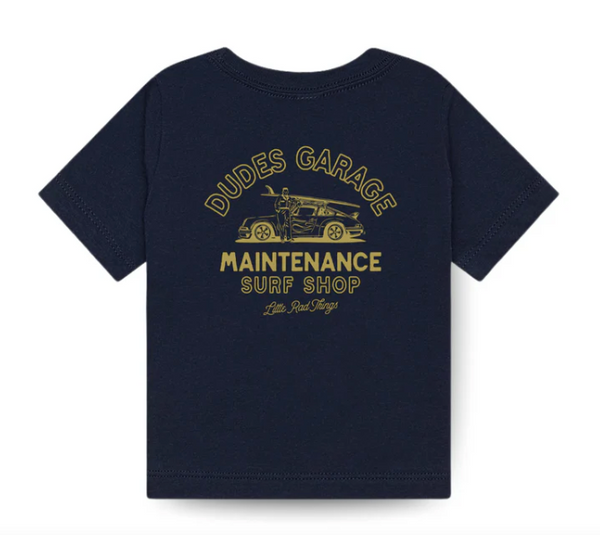 Little Rad Things Dudes Garage Surf T-shirt- navy