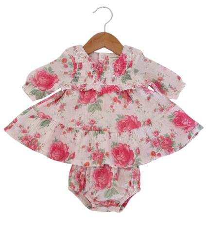 Organic Ruffle Rose Dress Set