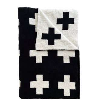 Spearmintlove Cross Plush Blanket-black