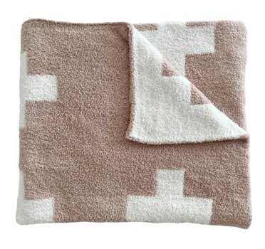 Spearmintlove Cross Plush Blanket-tan