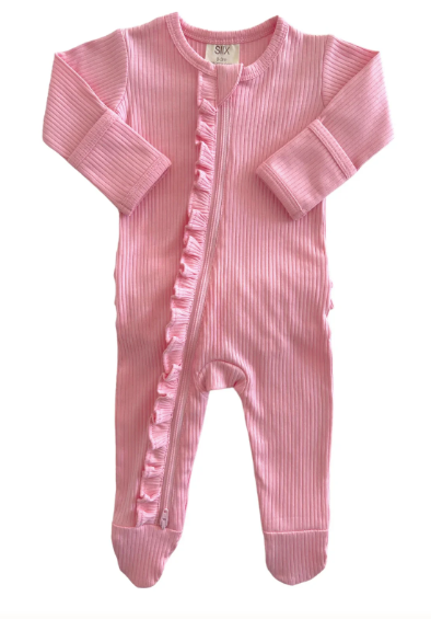 Spearmintbaby Ruffle Organic Cotton Romper Pink