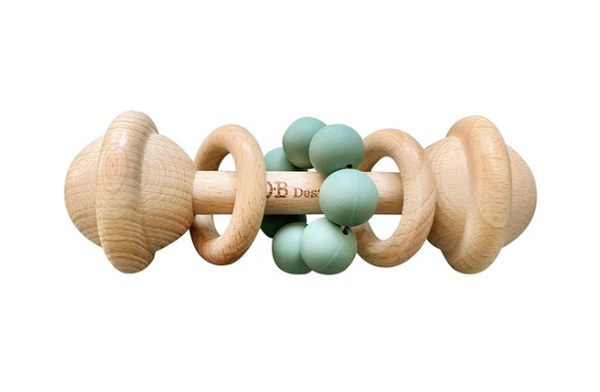 Eco-friendly Beechwood Rattle-blue