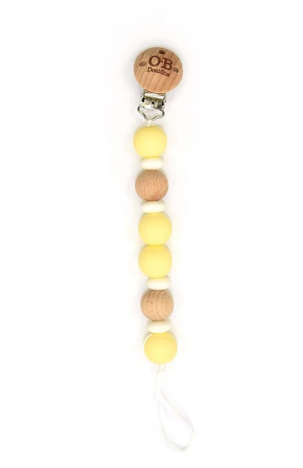 Eco-friendly Beechwood Pacifier Clip-yellow