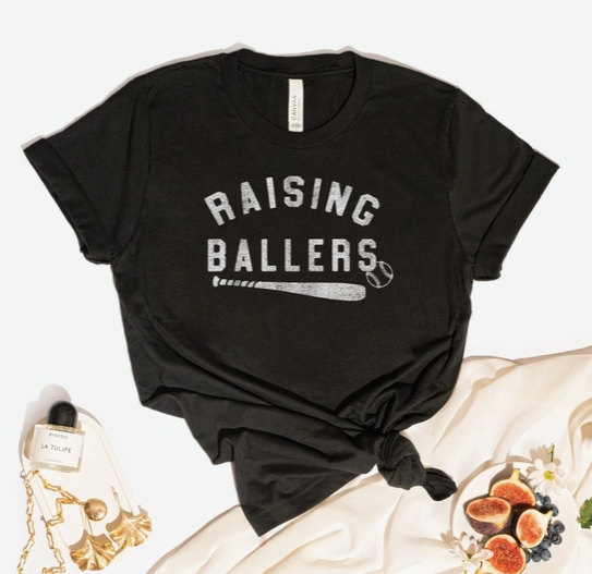 Raising Ballers Mom T-shirt- vintage black