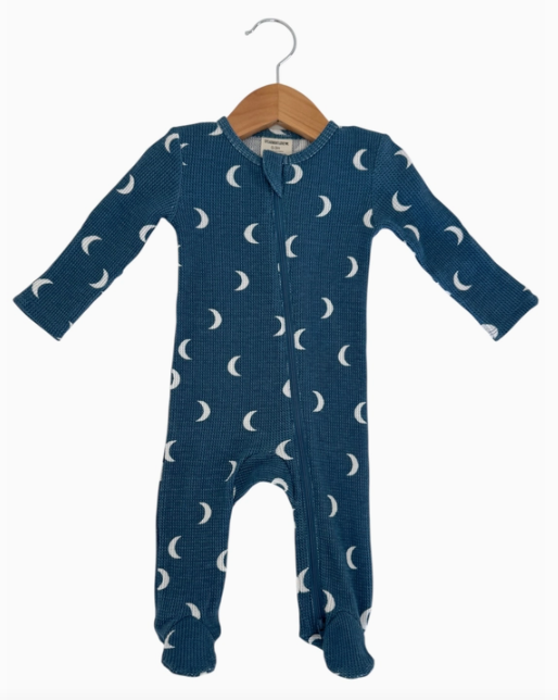 Spearmintbaby Organic Cotton Zip Romper- navy moon