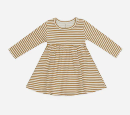 Quincy Mae Organic Cotton Dress & Bloomer Set- honey stripe