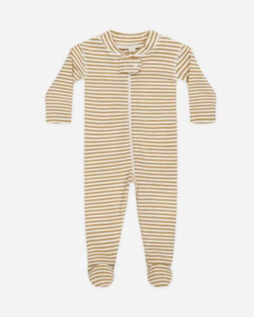 Quincy Mae Organic Cotton Zip Romper- honey stripe