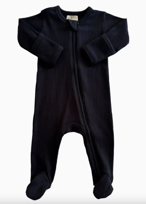 Spearmintbaby Unisex Organic Cotton Ribbed Romper- black