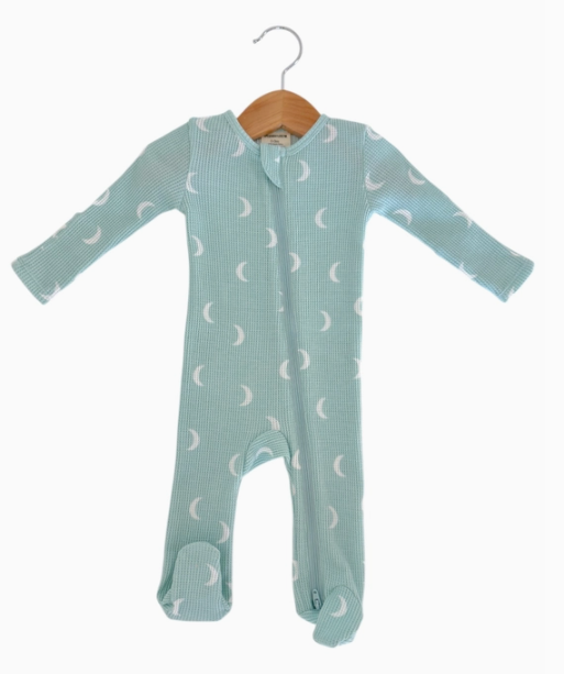 Spearmintbaby Organic Cotton Zip Romper-lt. blue moon