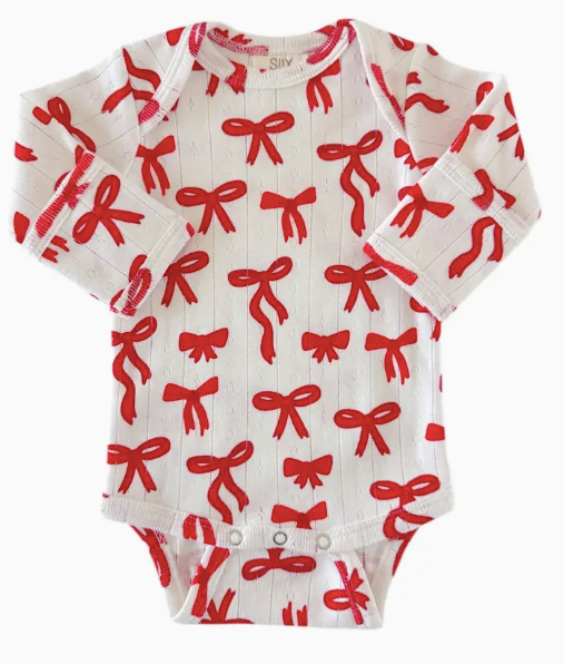 Spearmintbaby Organic Cotton Red Bow Onesie