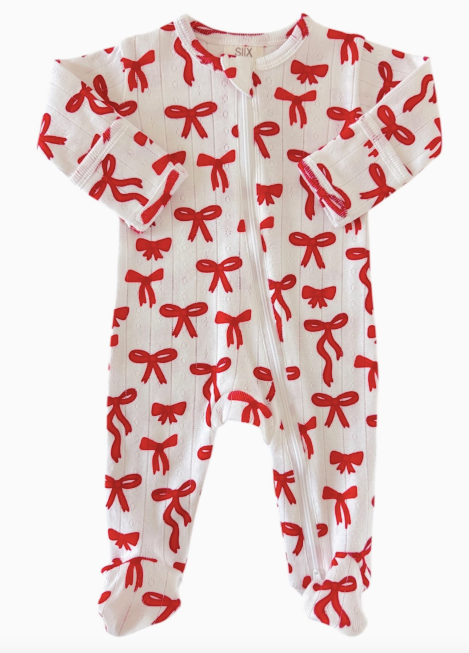 Spearmintbaby Organic Cotton Red Bow Romper