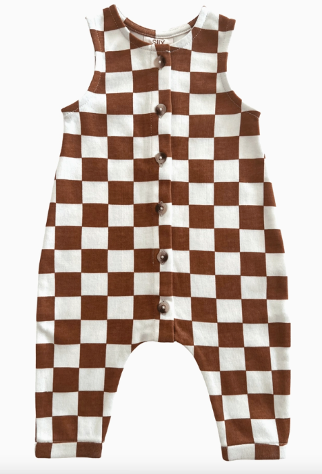 Organic Cotton Checker Tank Romper