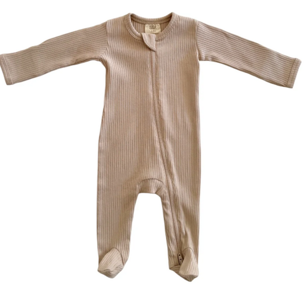Spearmintlove Tan Ribbed Organic Romper
