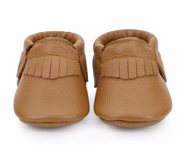 Bird Rock Baby Leather Moccasins-Brown