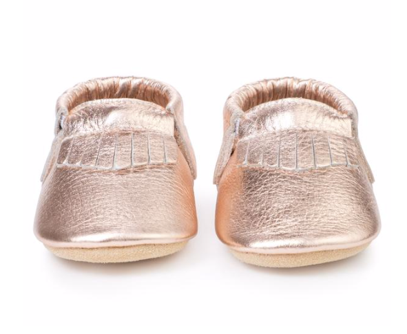 Bird Rock Baby Leather Moccasins-Rose Gold